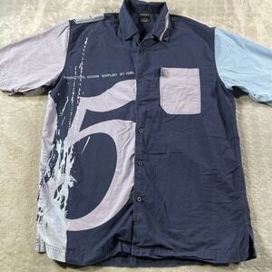 Vintage FUBU Shirt Mens Large Blue Graphic The Collection 90s Y2K Grunge